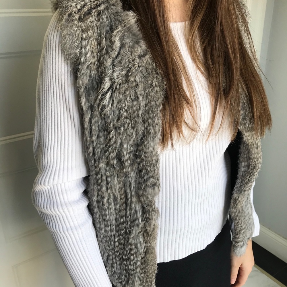 Grey rabbit fur vest